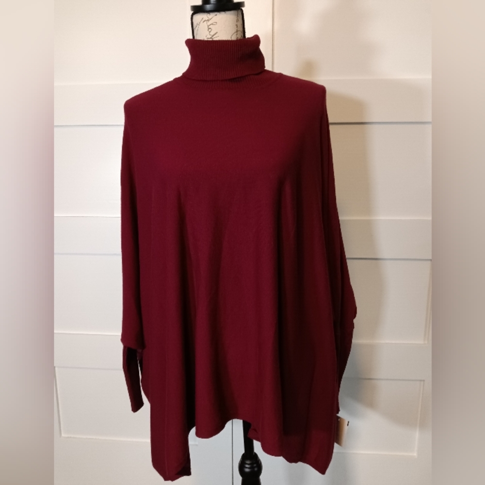 NWT Chic Alfani Turtle Neck Poncho Drape Top